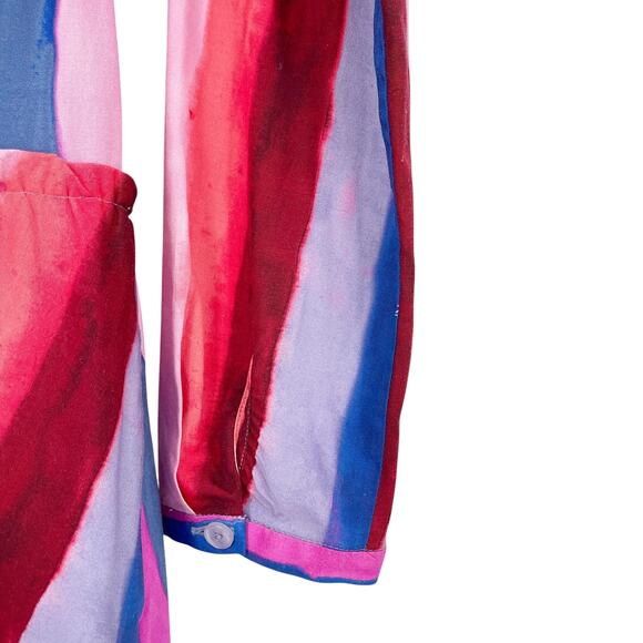 The Kit Multicolor Striped Long Sleeve Bow Back Midi Dress Size Small Silky - Picture 9 of 11